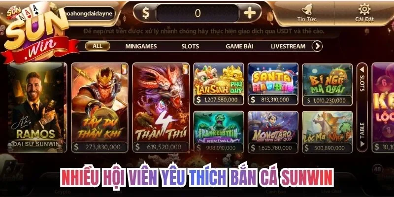 Nhiều hội viên yêu thích bắn cá Sunwin